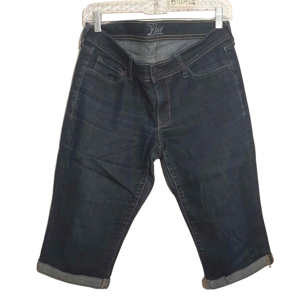 Old Navy The Diva womens capri jeans 8 dark blue roll cuff stretch denim